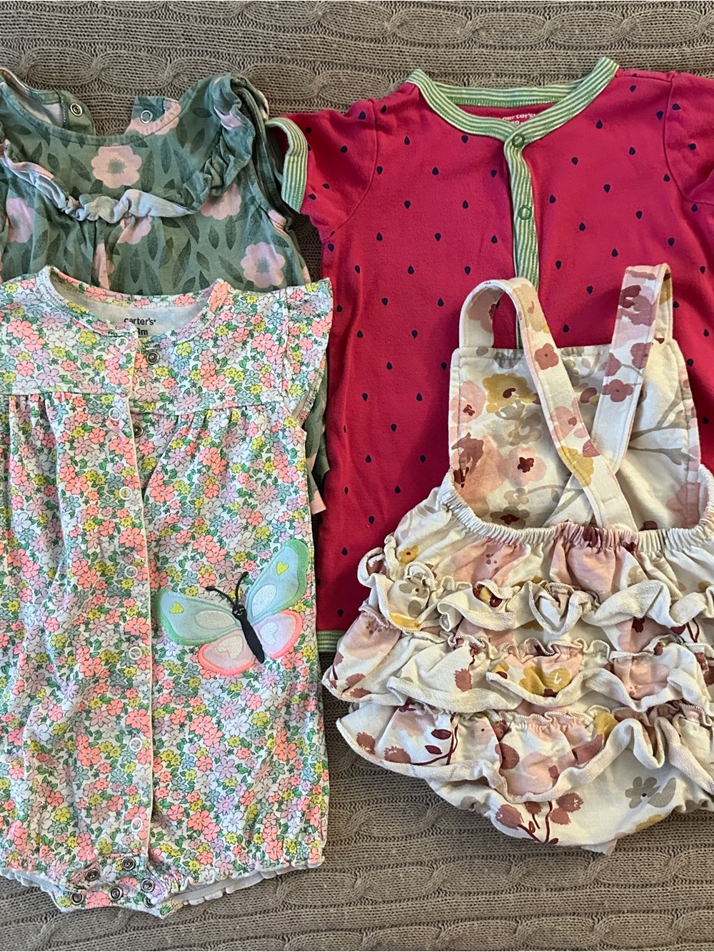 EUC Carter’s 4pc Baby Girl Romper Bundle, 18 Months